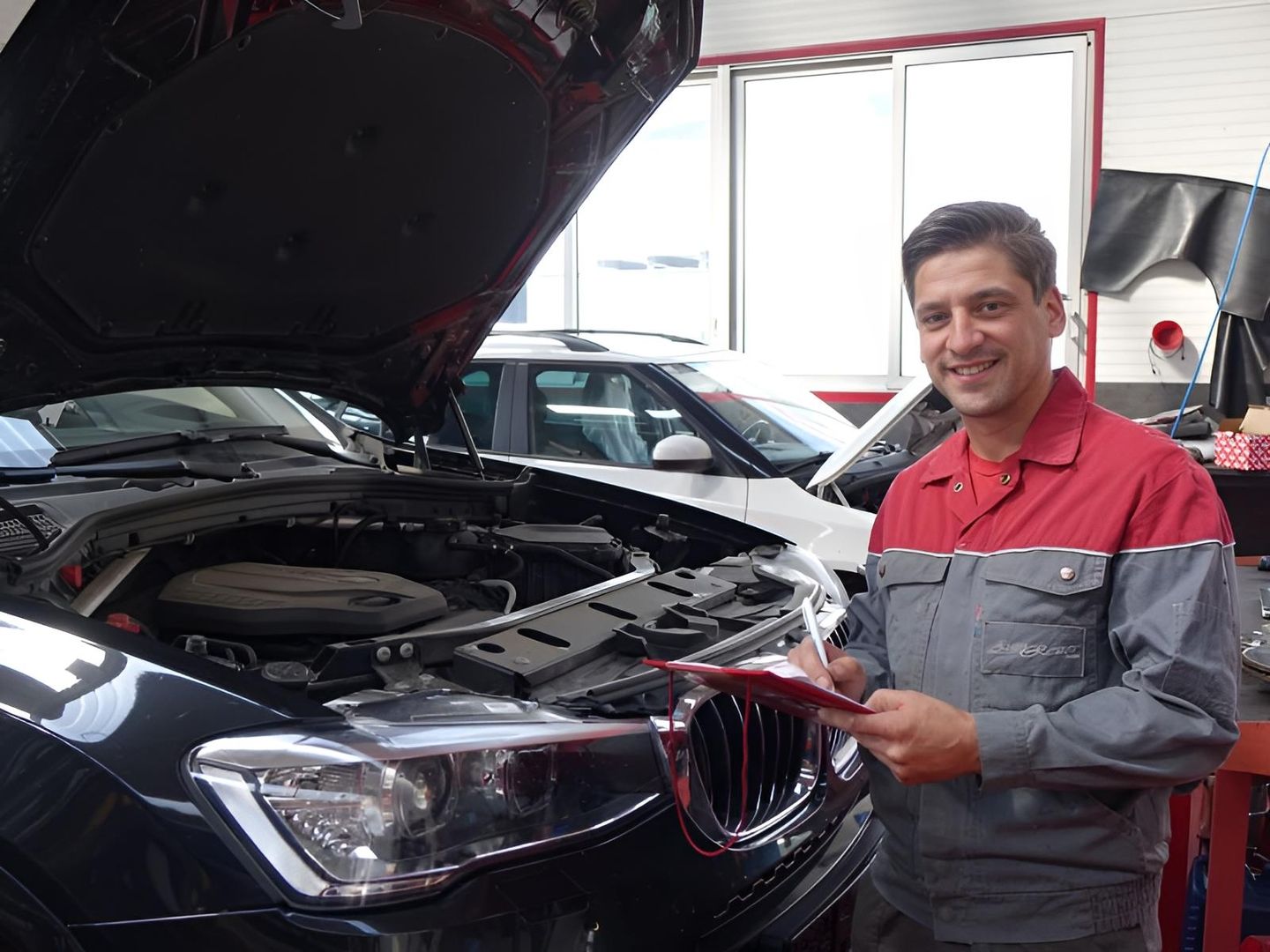 Ein Mechaniker macht eine Checkliste